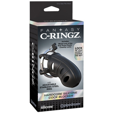 Fantasy C-Ringz Hardcore Silicone Cock Blocker - Black