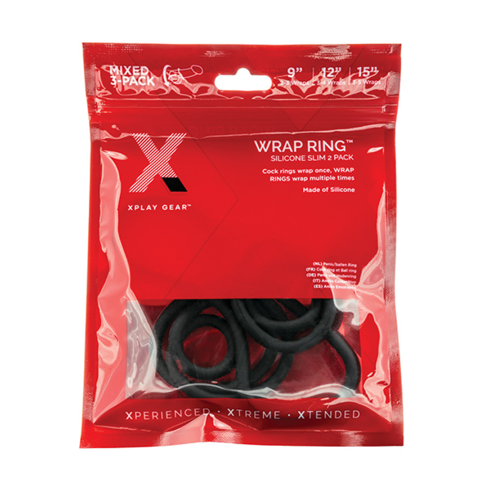Xplay Gear 9"/12"/15" Silicone Slim Wrap Rings - Pack of 3 Black