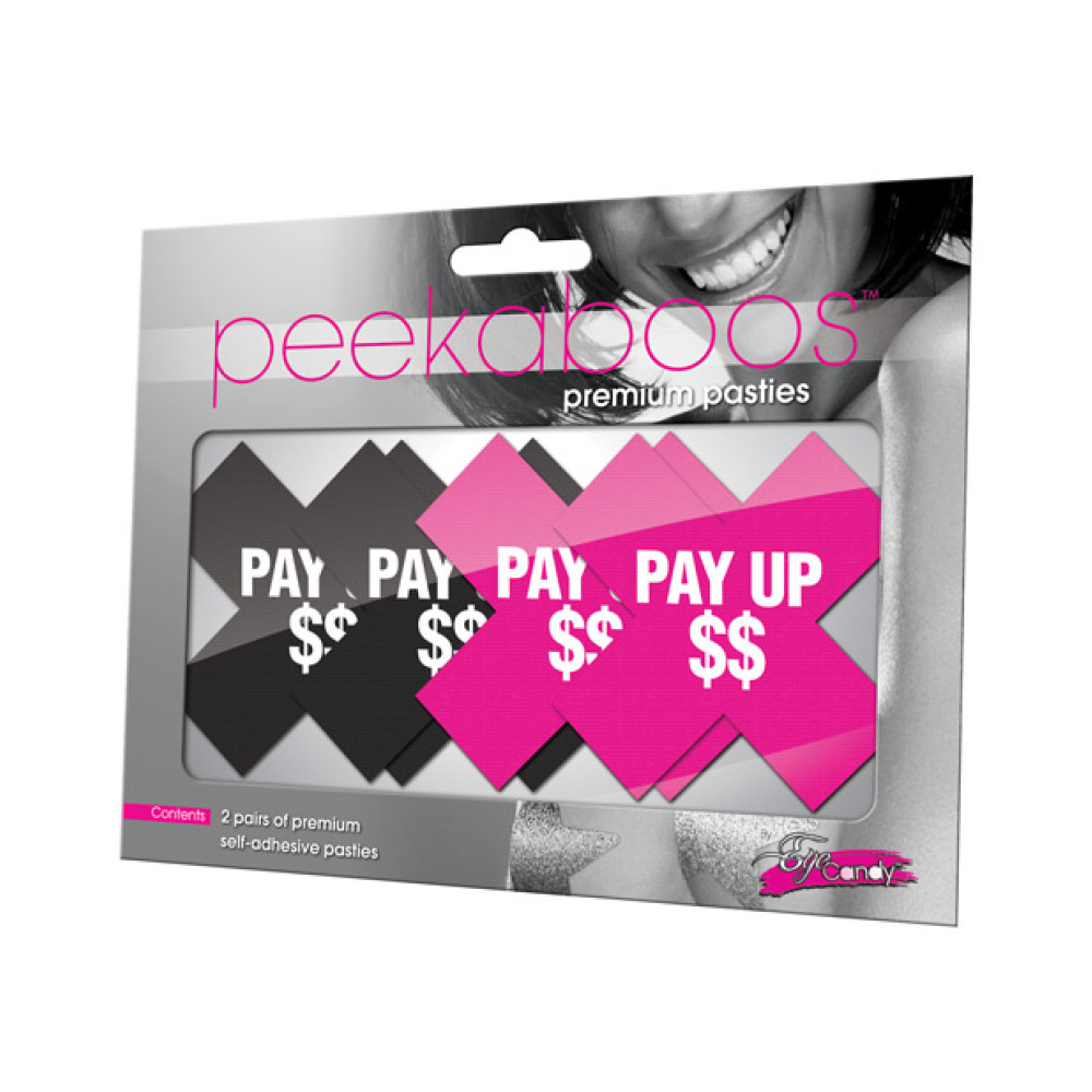 Peekaboos Pay Up Pasties - 2 Pairs 1 Black/1 Pink