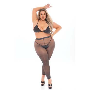 Pink Lipstick Tall Order Bra Top & Leggings Black QN