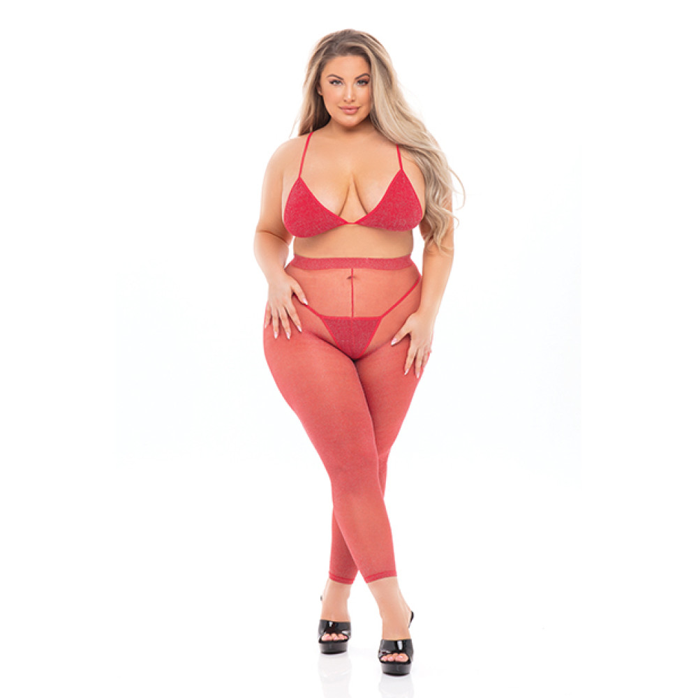 Pink Lipstick Tall Order Bra Top & Leggings Red QN