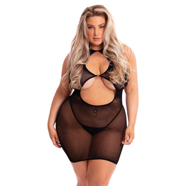 Pink Lipstick Follow Me Mini Dress Black OQ