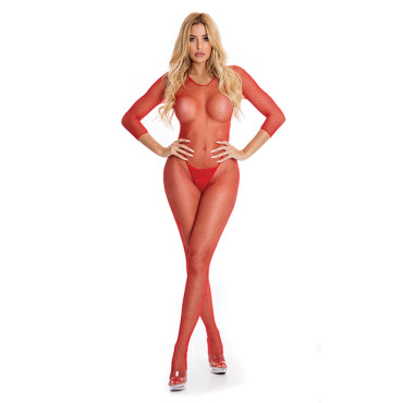 Pink Lipstick Risqu&eacute; Crotchless Bodystocking Red M/L