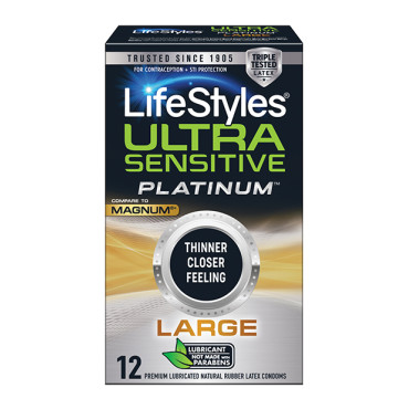Lifestyles Ultra Sensitive Platinum Large Condom - Pack of 12