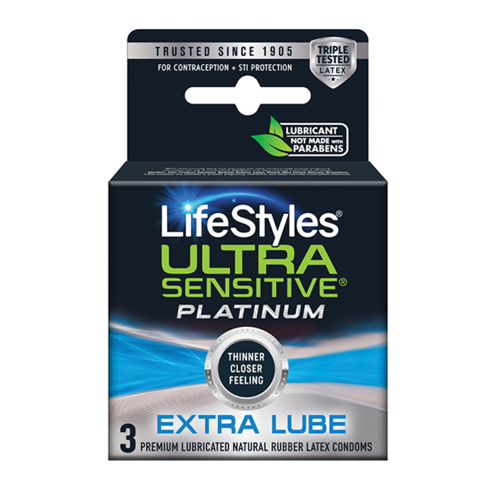 Lifestyles Ultra Sensitive Platinum Extra Lube Condom - Pack of 3 Lifestyles Ultra Sensitive Platinum Extra Lube Condom - Pack of 3