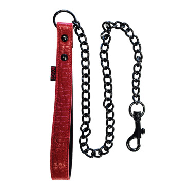 Rouge Leather Handle Lead Dog Chain - Burgundy