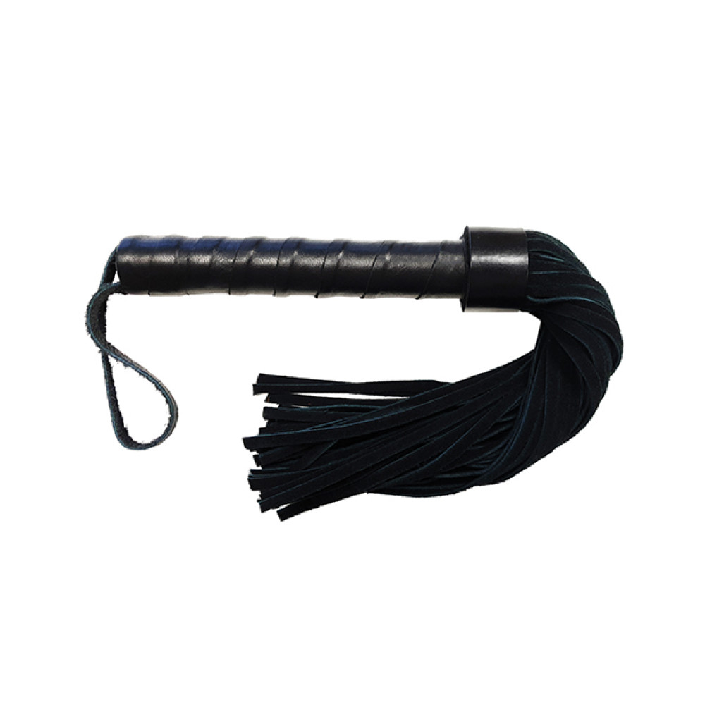 Rouge Leather Handle Short Short Suede Flogger - Black