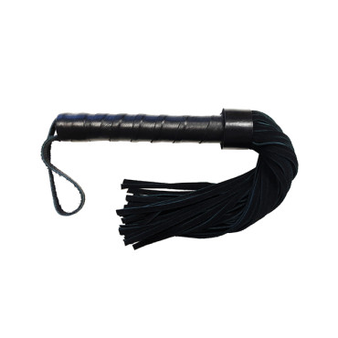 Rouge Leather Handle Short Short Suede Flogger - Black