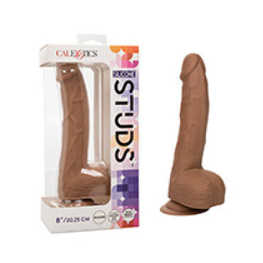 Silicone Studs 8" Dildo - Brown