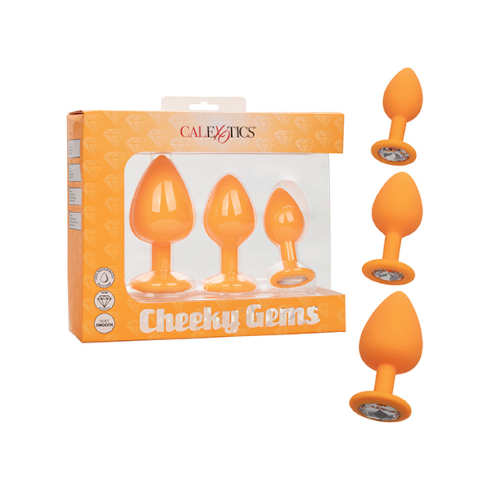 Cheeky Gems 3 pc Plug Set - Orange