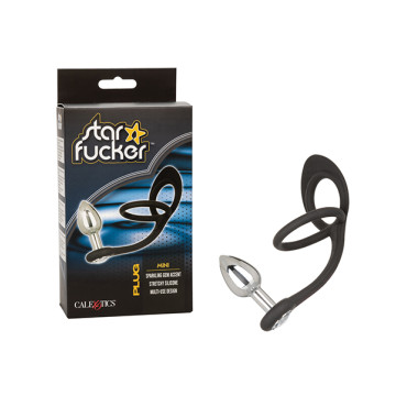 Star Fucker Mini Gem Plug w/Silicone Enhancer - Black