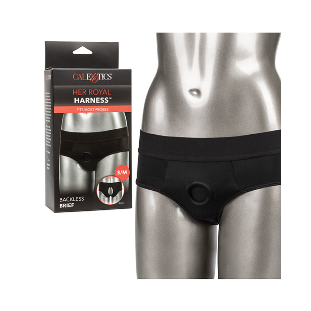Her Royal Harness Backless Brief S/M - Black