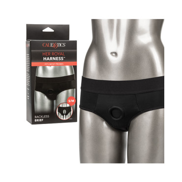 Her Royal Harness Backless Brief S/M - Black