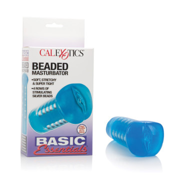 Basic Essentials Beaded Masturbator - Blue