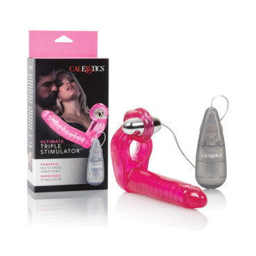 The Ultimate Triple Stimulator Flexible Dong w/Cock Ring - Pink