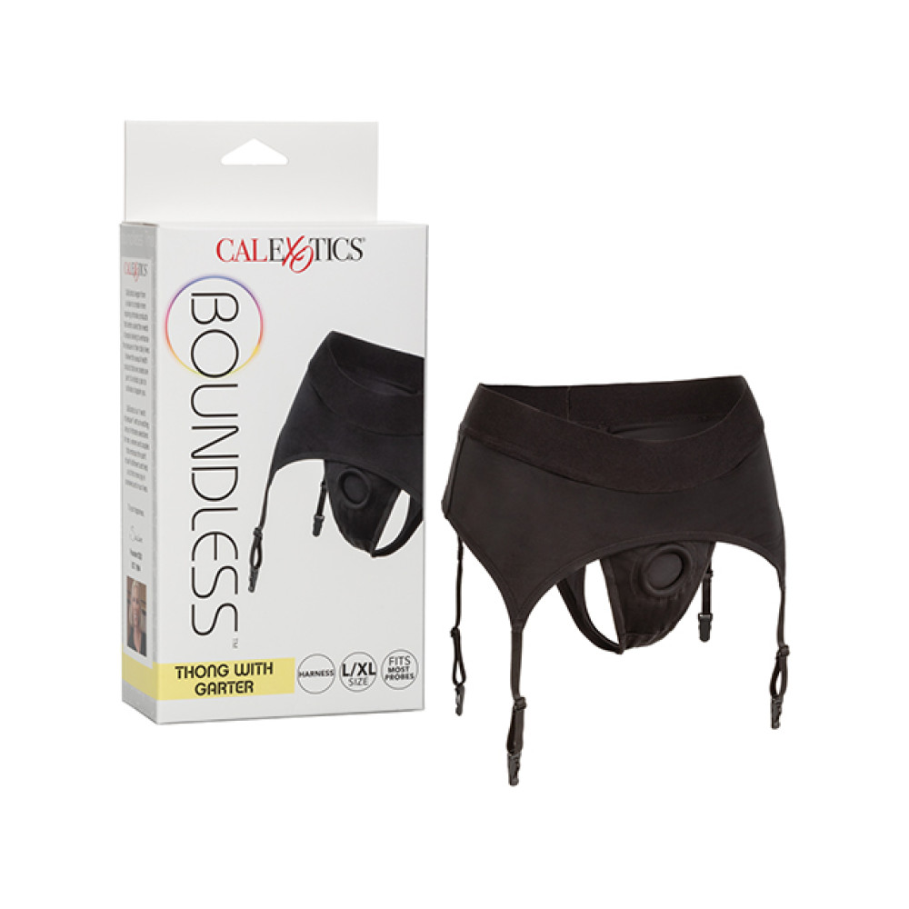 Boundless Thong w/Garter L/XL - Black