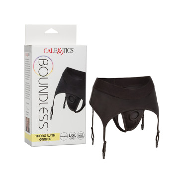 Boundless Thong w/Garter L/XL - Black
