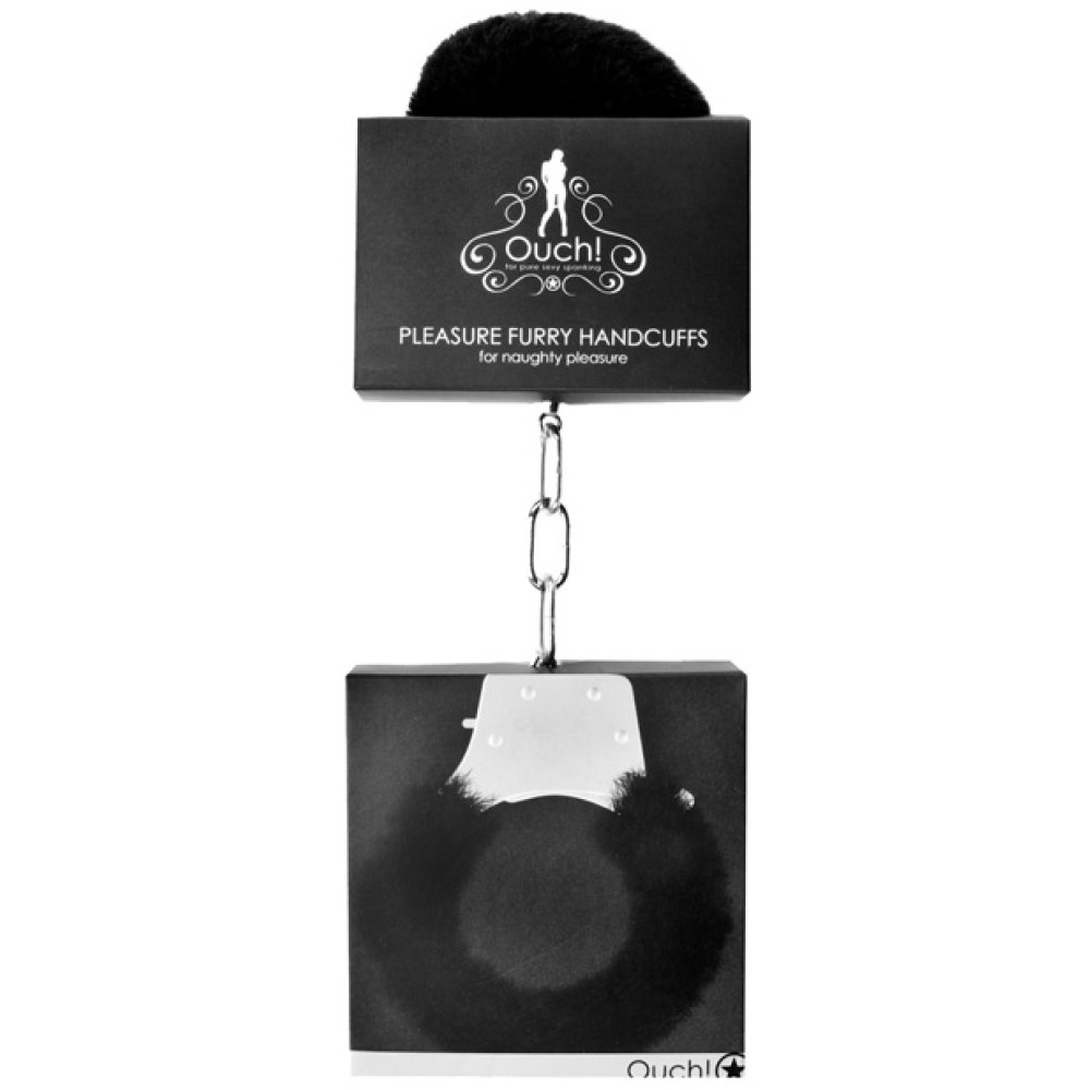 Shots Ouch Furry Pleasure Handcuffs - Black