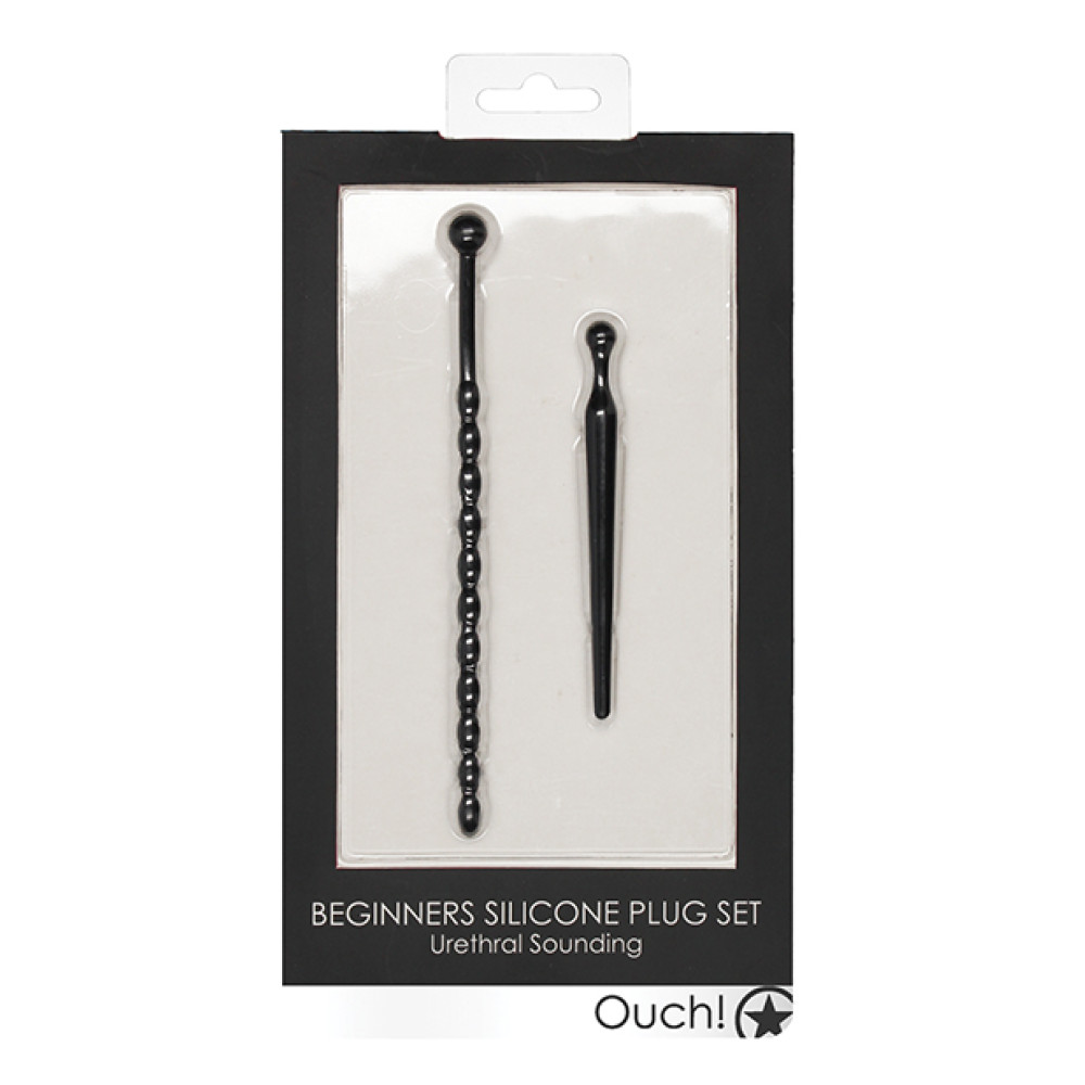 Shots Ouch Urethral Sounding Beginners Silicone Plug Set - Black