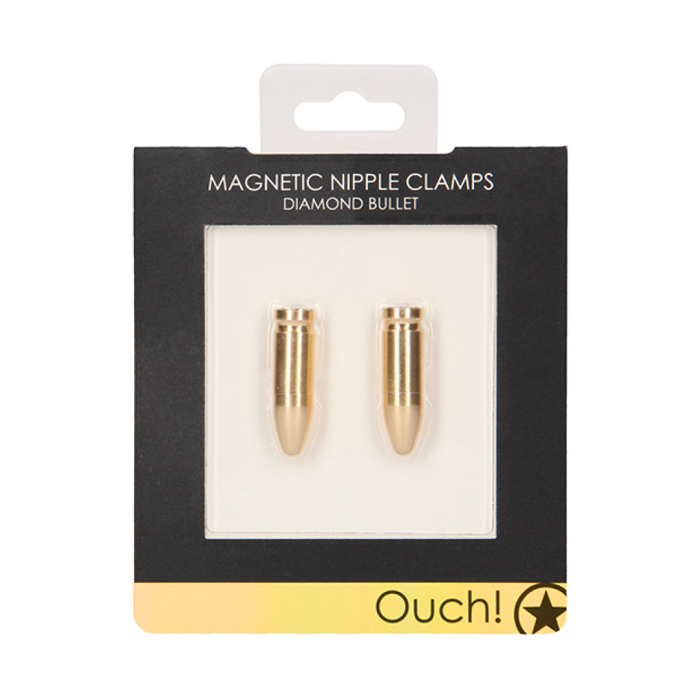 Shots Ouch Bullet Magnetic Nipple Clamps - Gold