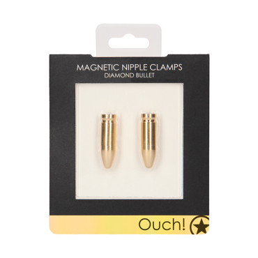 Shots Ouch Bullet Magnetic Nipple Clamps - Gold