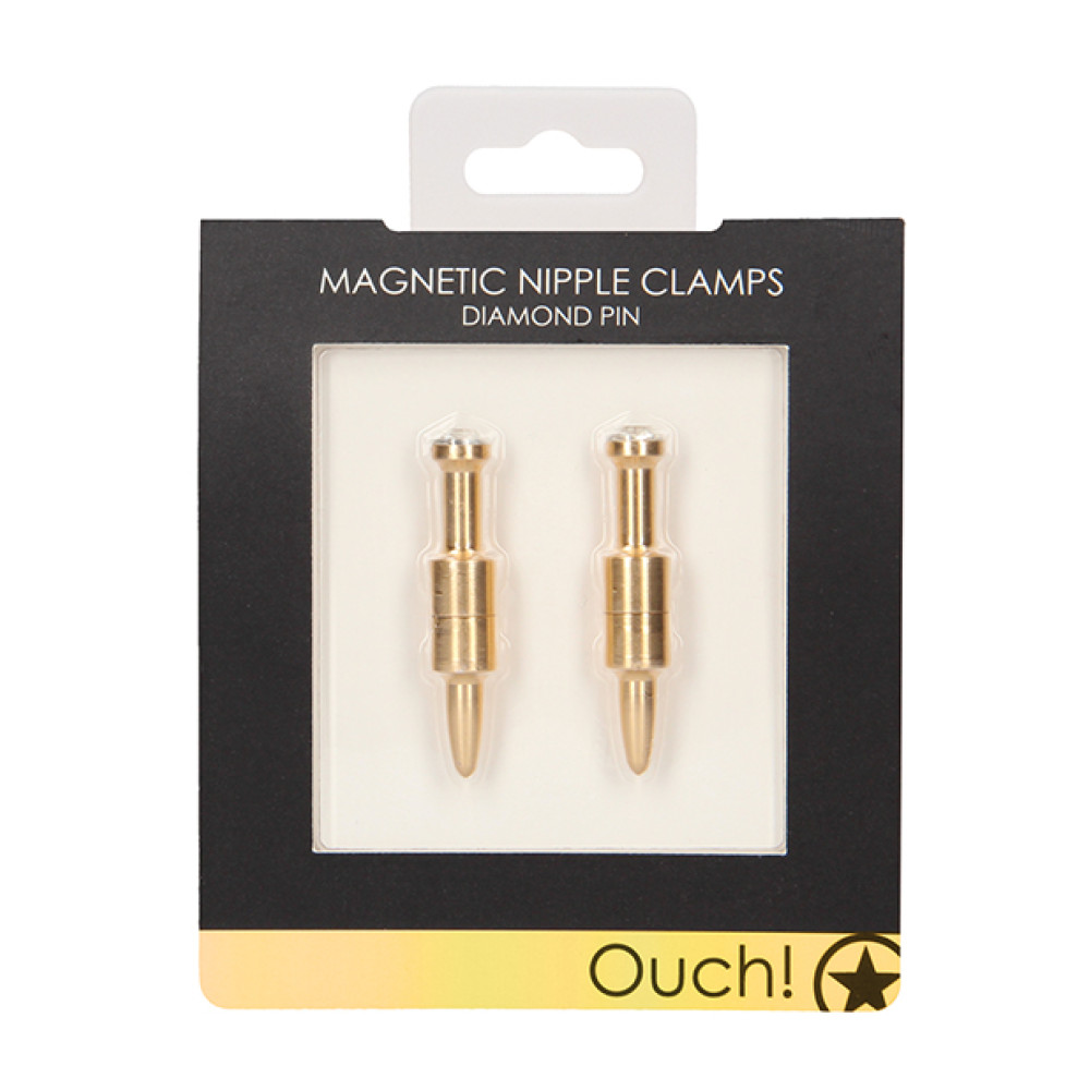 Shots Ouch Pin Magnetic Nipple Clamps - Gold