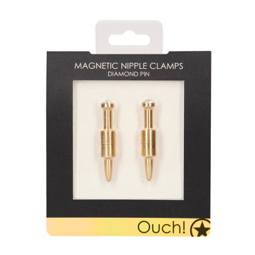 Shots Ouch Pin Magnetic Nipple Clamps - Gold