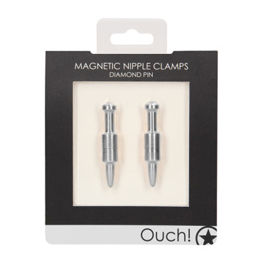 Shots Ouch Pin Magnetic Nipple Clamps - Silver