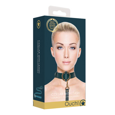 Shots Ouch Halo Collar w/Leash - Green