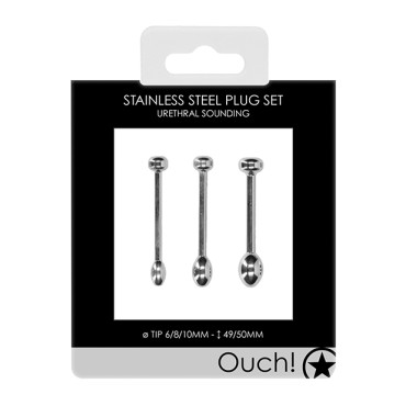 Shots Ouch Urethral Sounding Metal Plug Set - 49/50mm