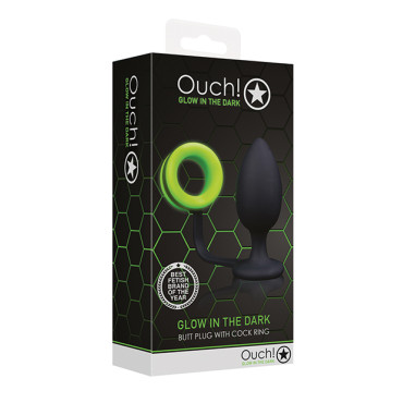 Shots Ouch Butt Plug w/Cock Ring - Glow in the Dark