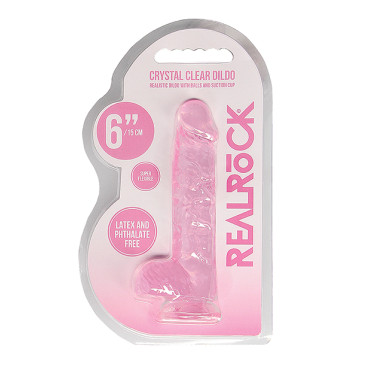 Shots RealRock Realistic Crystal Clear 6" Dildo w/Balls - Pink