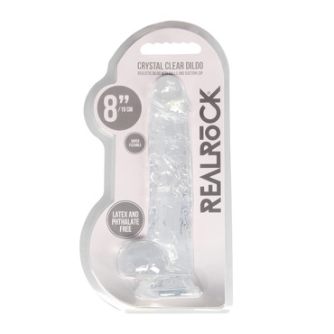 Shots RealRock Realistic Crystal Clear 8" Dildo w/Balls - Transparent Clear