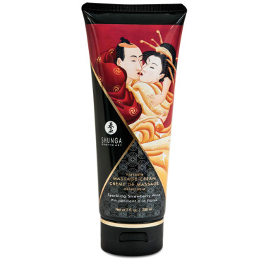 Shunga Kissable Massage Cream - 7 oz Sparkling Strawberry Wine