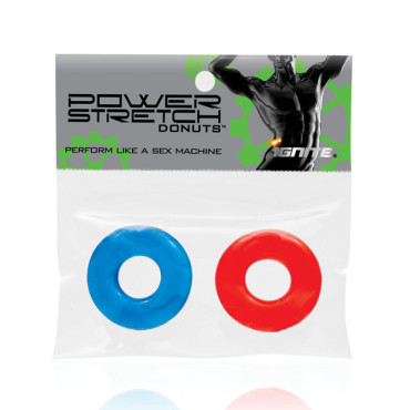 Ignite Power Stretch Donuts Cockrings - Pack of 2 Red/Blue