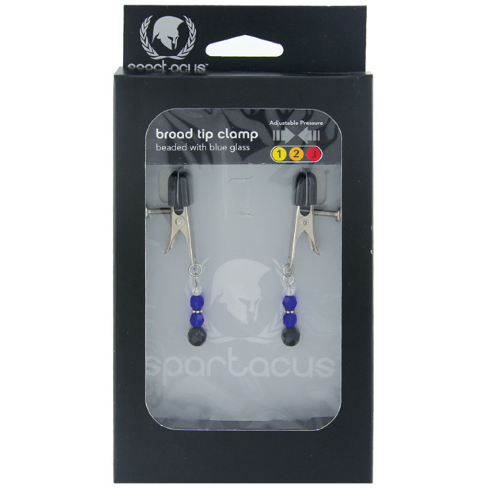Spartacus Adjustable Broad Tip Blue Beaded Nipple Clamps