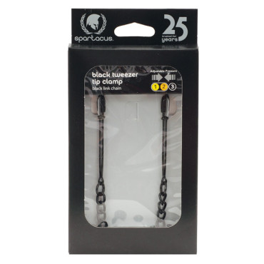 Spartacus Adjustable Black Tweezer Nipple Clamps w/Chain