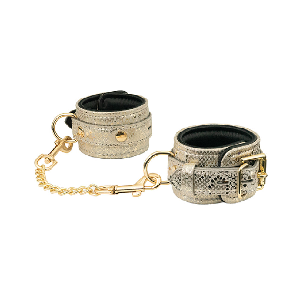 Spartacus Wrist Restraints w/Leather Lining - White Snakeskin Micro Fiber Spartacus Wrist Restraints w/Leather Lining - White Snakeskin Micro Fiber