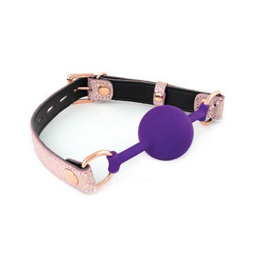 Spartacus Silicone Gag w/Leather Lining - Pink Snakeskin Micro Fiber