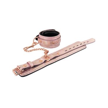 Spartacus Wrist Restraints w/Leather Lining - Pink Snakeskin Micro Fiber