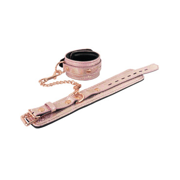 Spartacus Ankle Restraints w/Leather Lining - Pink Snakeskin Micro Fiber