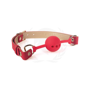 Spartacus Silicone Ball Gag w/Red Gold PU Straps - 46 mm