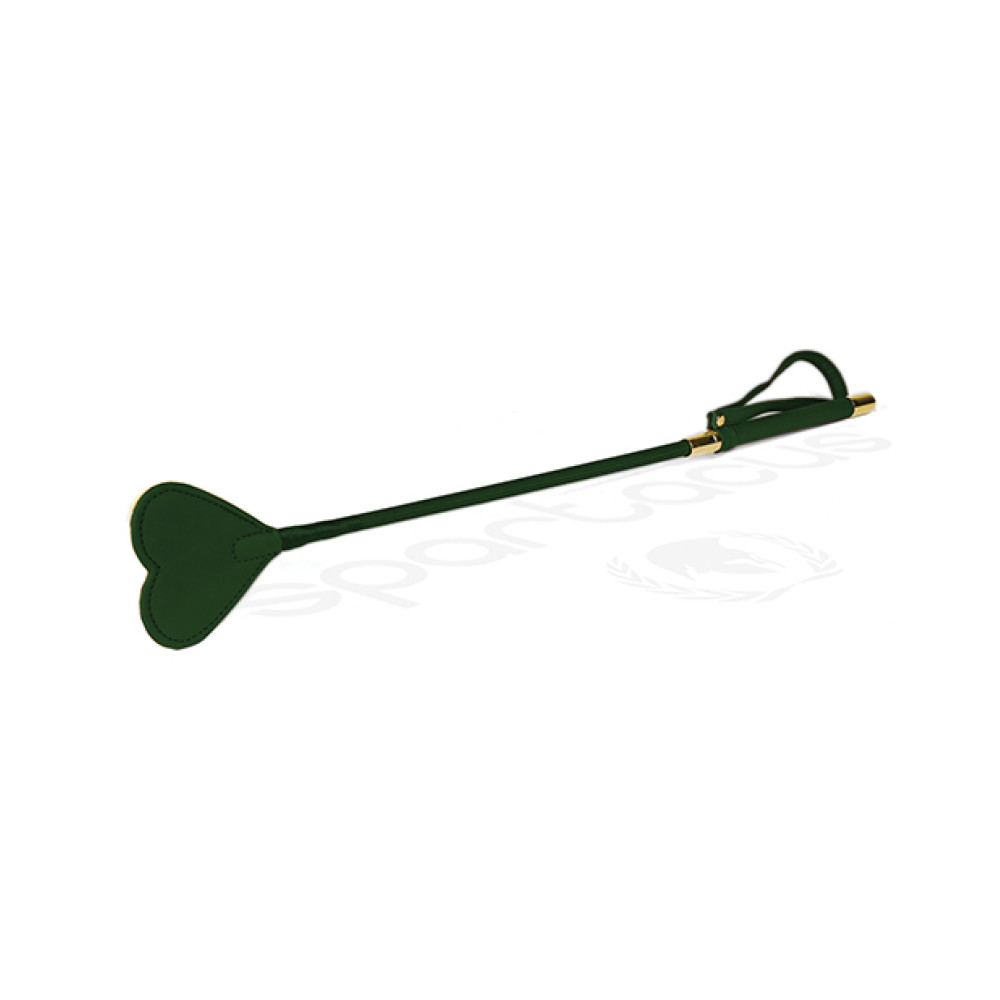 Spartacus PU Riding Crop w/Plush Heart Shape Tip - Green