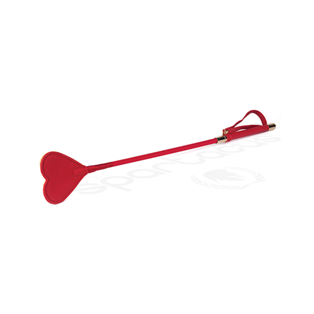 Spartacus PU Riding Crop w/Plush Heart Shape Tip - Red
