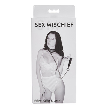 Sex & Mischief Fishnet Collar and Leash - Black