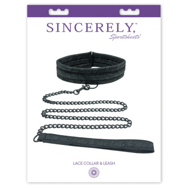 Sincerely Lace Collar & Leash - Black