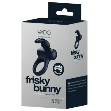 VeDO Frisky Bunny Rechargeable Vibrating Ring - Black Pearl