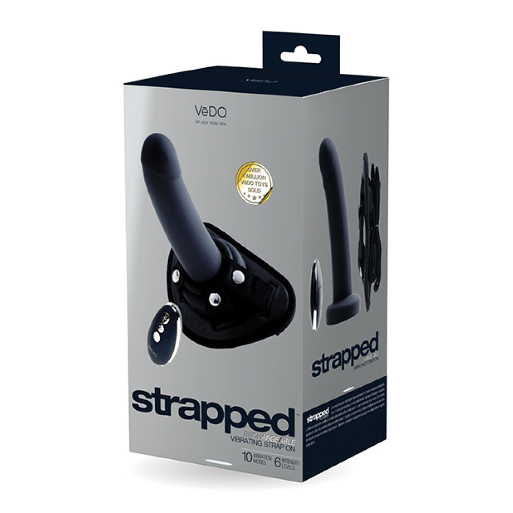 VeDO Strapped Rechargeable Vibrating Strap On - Just Black