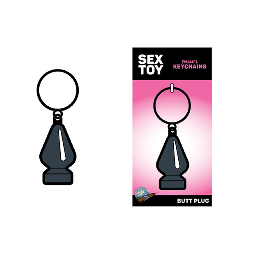 Wood Rocket Sex Toy Butt Plug Keychain - Black