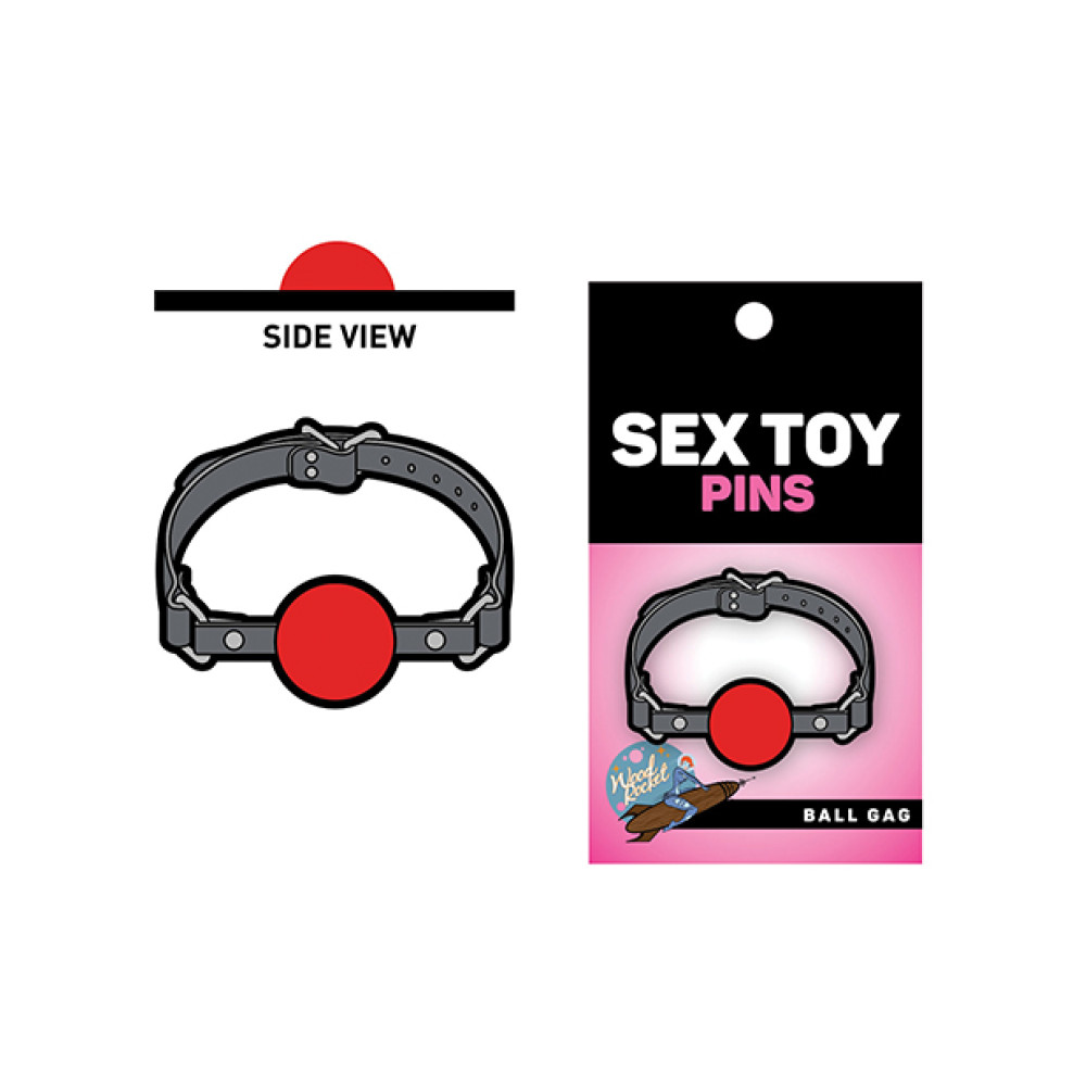 Wood Rocket Sex Toy Ball Gag Pin - Grey/Red